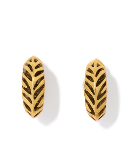 Tiger Striped Mikki Vintage Gold Huggie Earrings
