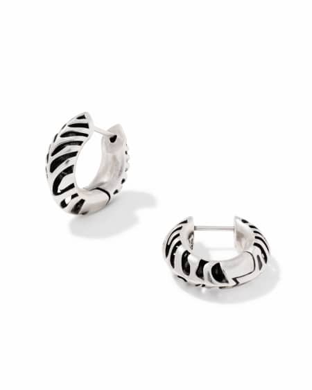 Tiger Striped Mikki Vintage Silver Huggie Earrings