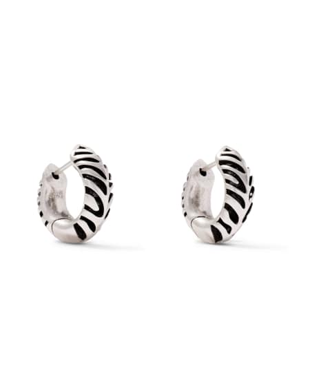 Tiger Striped Mikki Vintage Silver Huggie Earrings