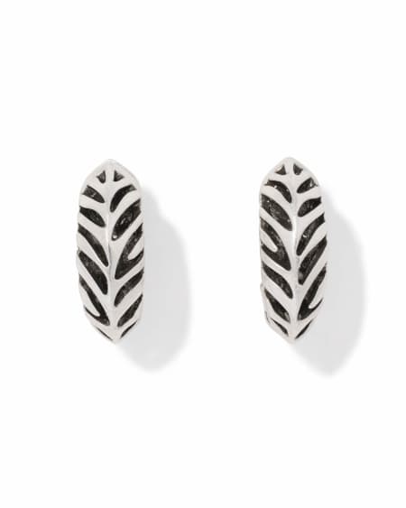 Tiger Striped Mikki Vintage Silver Huggie Earrings