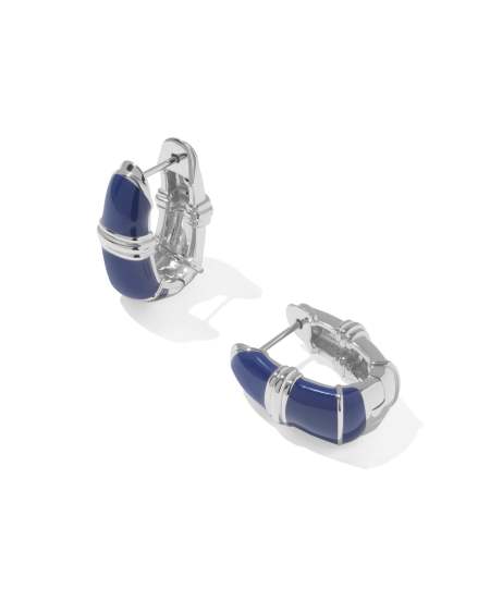 Courtney Silver Enamel Huggie Earrings