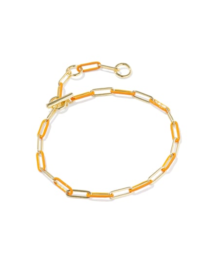 Courtney Gold Enamel Link and Chain Bracelet