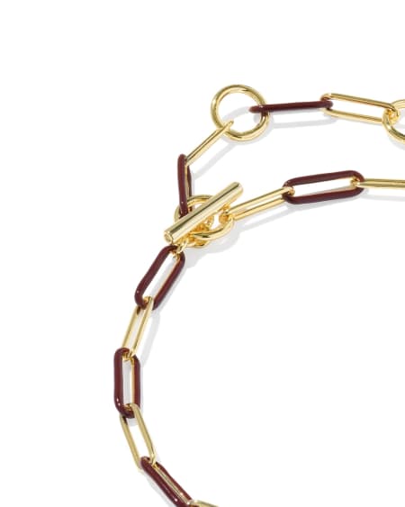Courtney Gold Enamel Link and Chain Bracelet