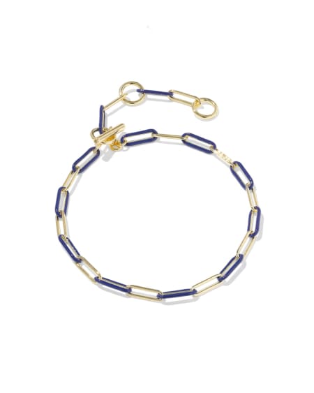 Courtney Gold Enamel Link and Chain Bracelet