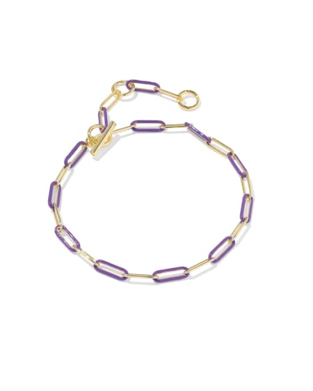 Courtney Gold Enamel Link and Chain Bracelet