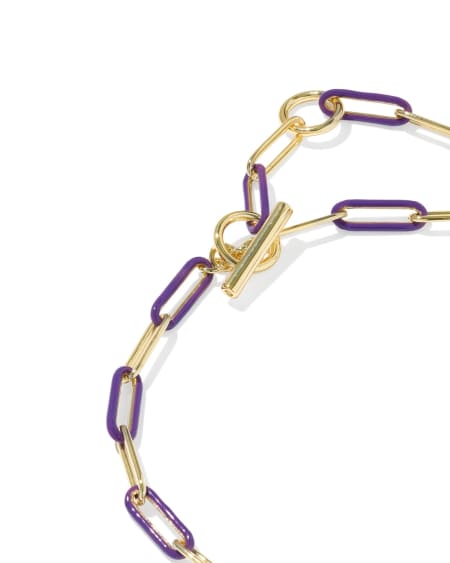 Courtney Gold Enamel Link and Chain Bracelet