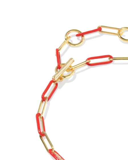 Courtney Gold Enamel Link and Chain Bracelet