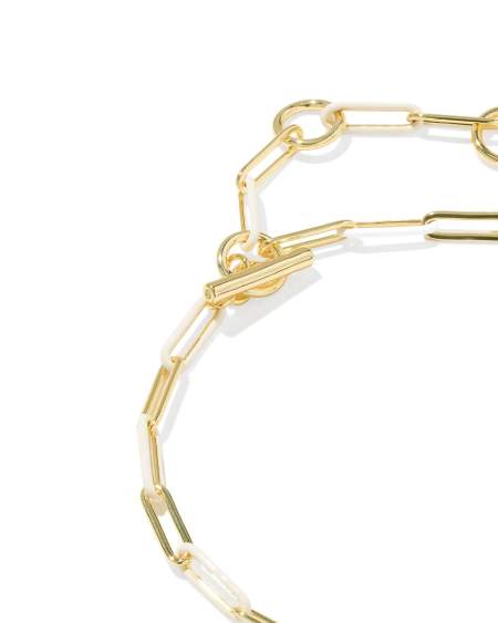 Courtney Gold Enamel Link and Chain Bracelet