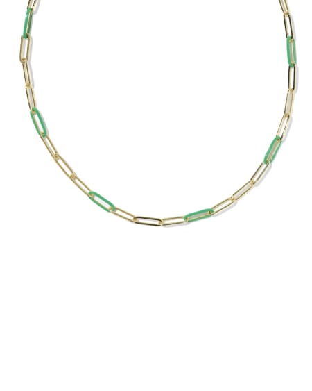 Courtney Gold Enamel Link and Chain Necklace