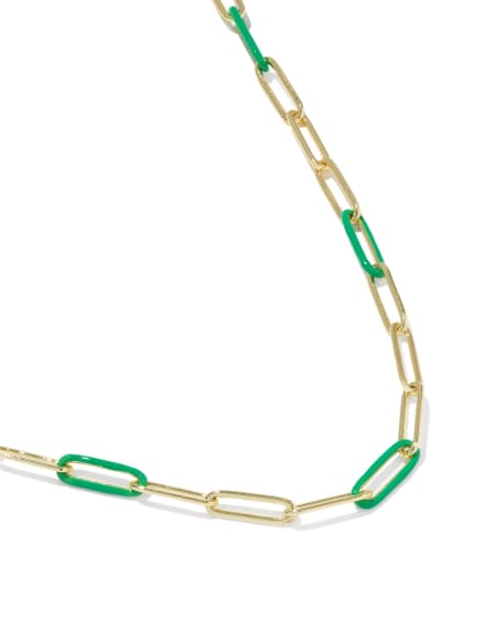 Courtney Gold Enamel Link and Chain Necklace