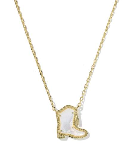 Drill Team Boot Gold Short Pendant Necklace