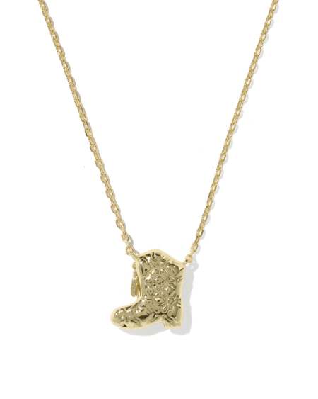 Drill Team Boot Gold Short Pendant Necklace