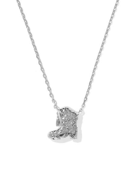 Drill Team Boot Silver Short Pendant Necklace