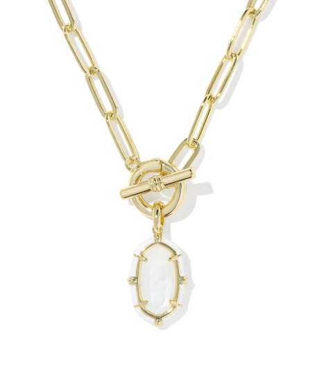 Elisa Gold Enamel Link and Chain Necklace