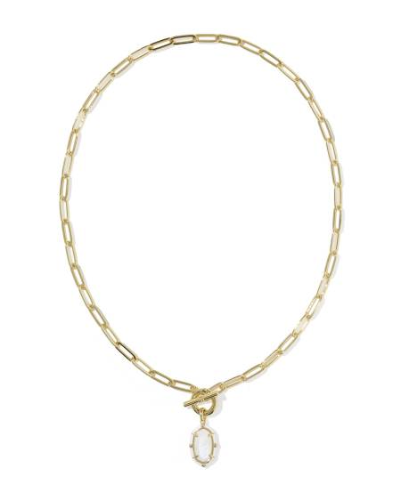Elisa Gold Enamel Link and Chain Necklace
