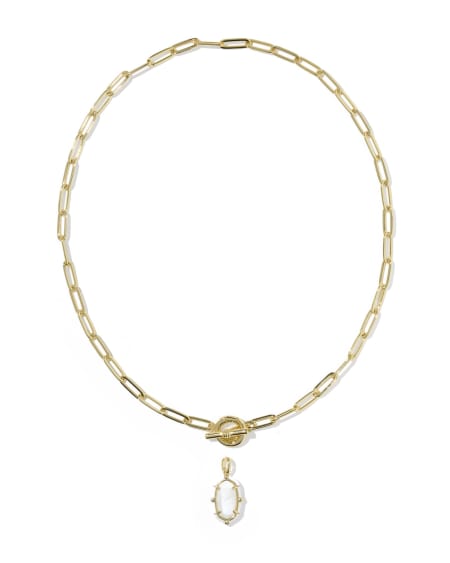 Elisa Gold Enamel Link and Chain Necklace
