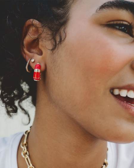 Courtney Gold Enamel Huggie Earrings