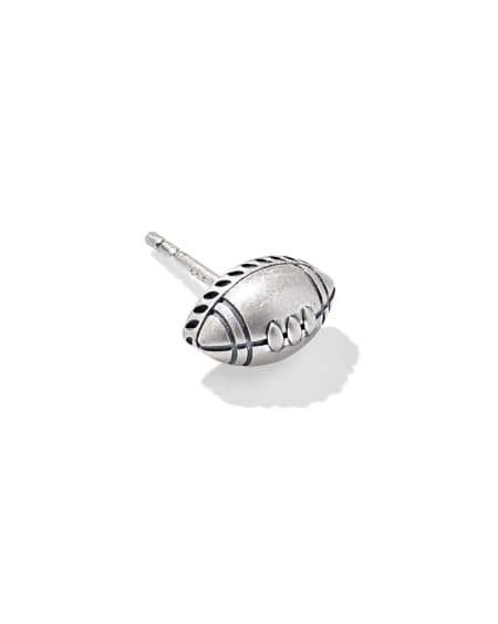 Football Oxidized Sterling Silver Single Stud Earring 