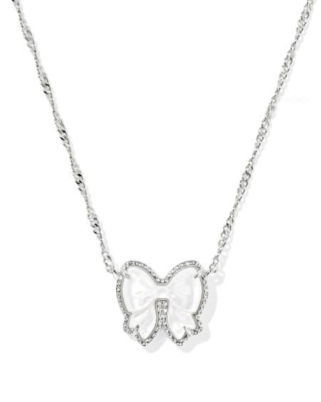 Haley Bow Silver Short Pendant Necklace 