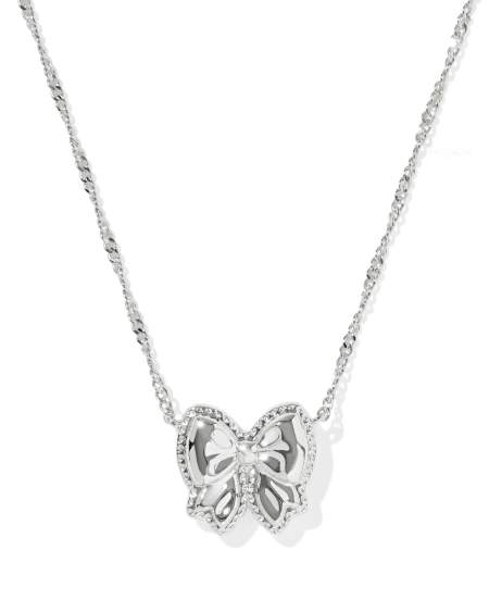 Haley Bow Silver Short Pendant Necklace