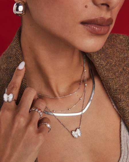 Haley Bow Silver Short Pendant Necklace