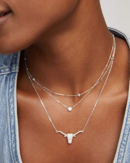 0.29 ct Longhorn 14k White Gold Pendant Necklace