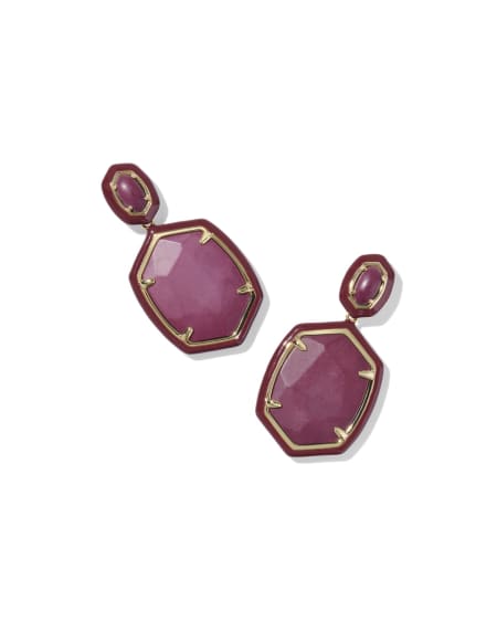 Daphne Enamel Frame Gold Drop Earrings