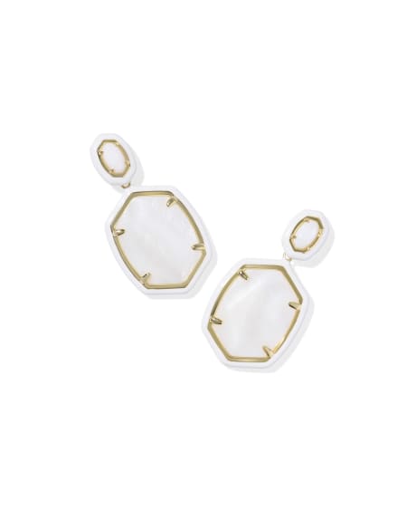 Daphne Enamel Frame Gold Drop Earrings