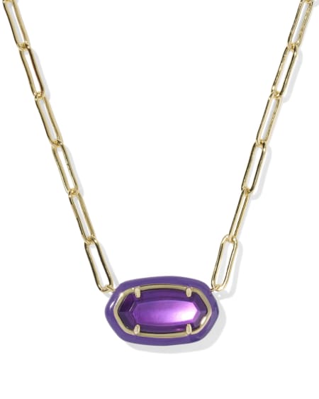Elisa Enamel Frame Gold Paperclip Necklace