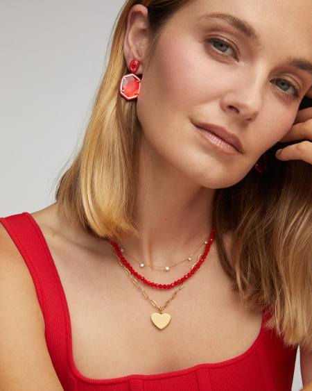 Daphne Enamel Frame Gold Drop Earrings