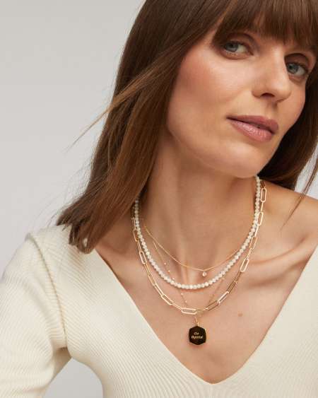 Emery Gold Beaded Strand Necklace