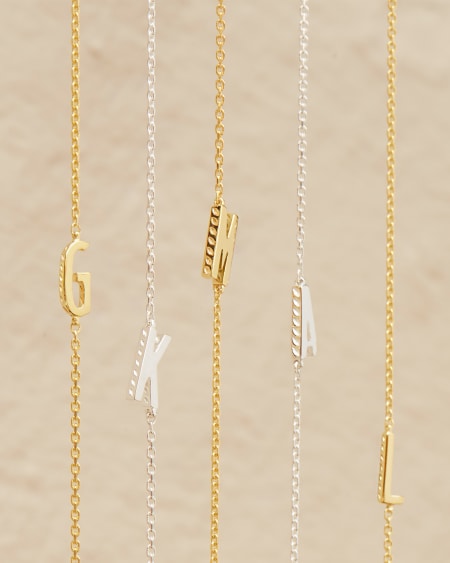 Letter A Inline Initial Necklace in 18k Gold Vermeil