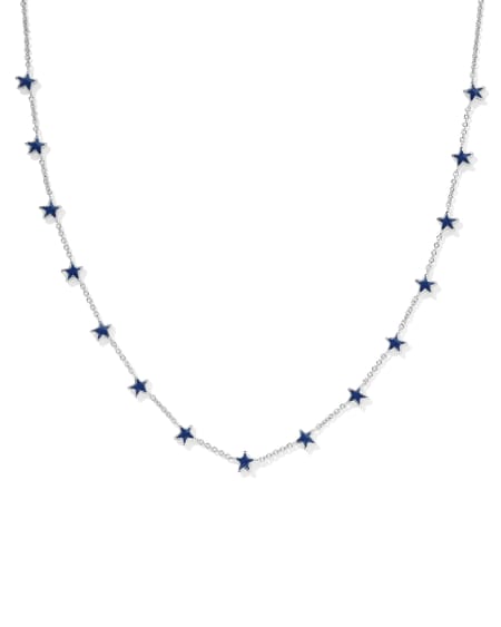 Sierra Silver Star Strand Necklace in Navy Enamel