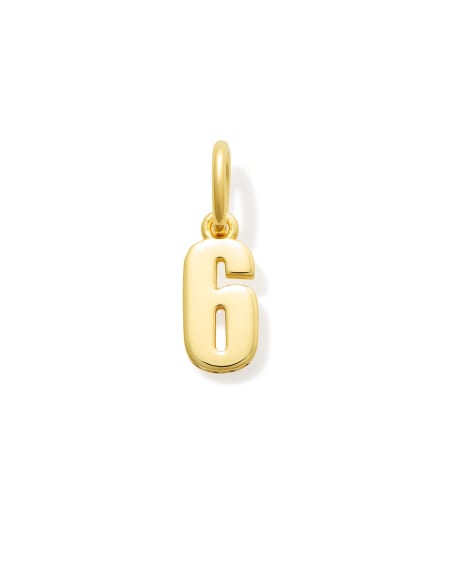 Metal Number 6 Charm in 18k Gold Vermeil