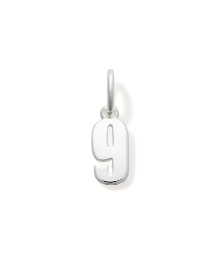 Metal Number 9 Charm in Sterling Silver