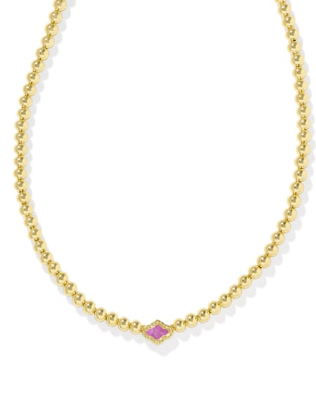 Abbie Gold Beaded Necklace in Azalea Illusion