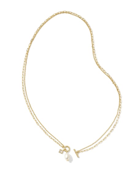 Eve Gold Chain Multi Strand Necklace in Freshwater Cultured Pearl