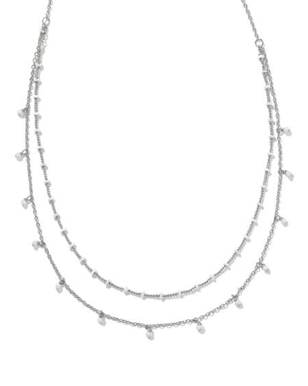 Eve Silver Multi Strand Necklace in White Mix