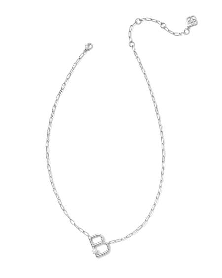 Pearl Silver Letter B Short Pendant Necklace in Freshwater Cultured Pearl