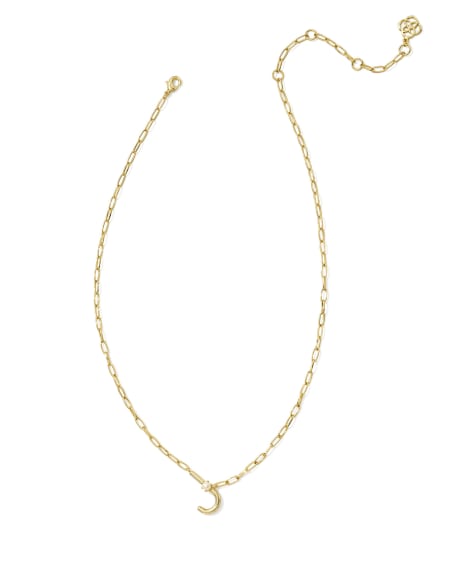 Pearl Gold Letter J Short Pendant Necklace in White Pearl