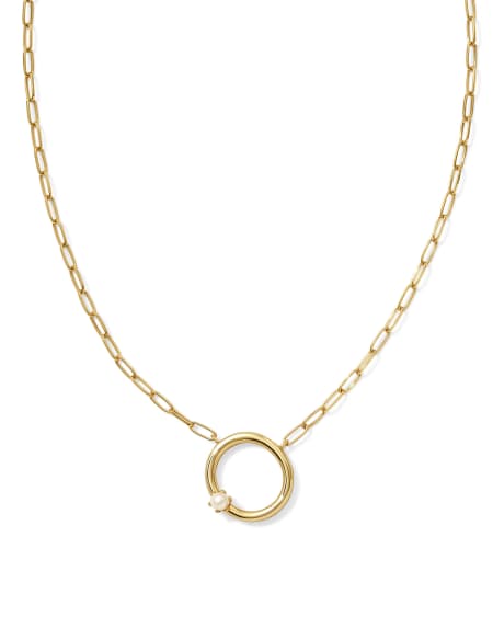 Pearl Gold Letter O Short Pendant Necklace in Freshwater Cultured Pearl