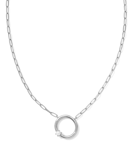 Pearl Silver Letter O Short Pendant Necklace in Freshwater Cultured Pearl