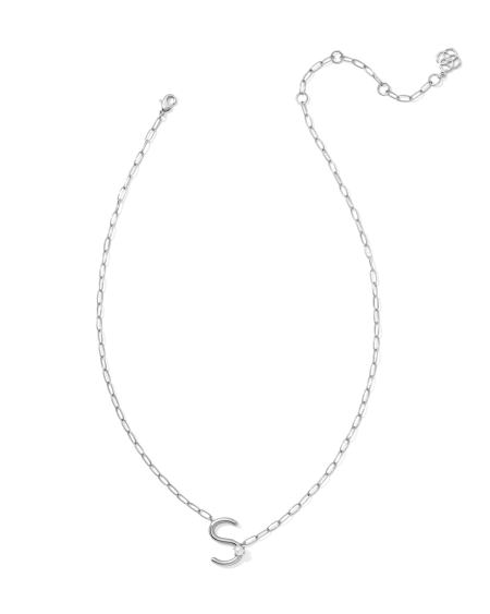 Pearl Silver Letter S Short Pendant Necklace in Freshwater Cultured Pearl