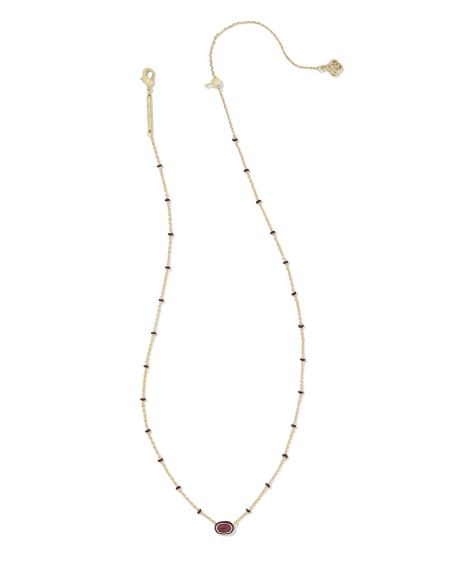 Mini Elisa Gold Enamel Frame Short Pendant Necklace in Maroon Magnesite