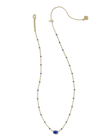 Mini Elisa Gold Enamel Frame Short Pendant Necklace in Cobalt Illusion