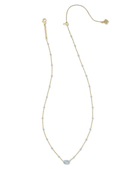 Mini Elisa Gold Enamel Frame Short Pendant Necklace in Periwinkle Illusion