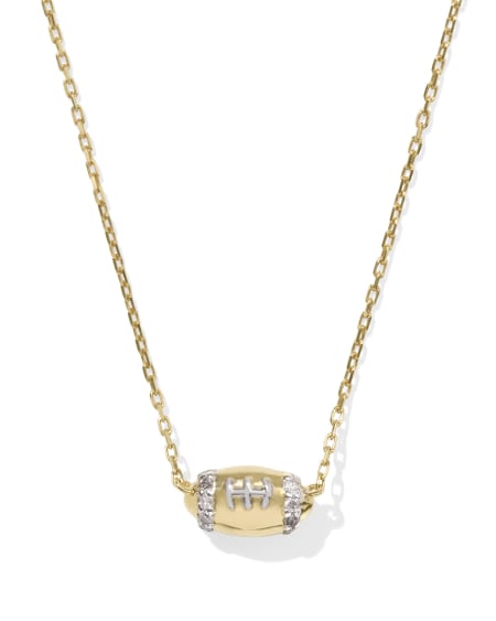 Tiny Diamond Football 14k Yellow Gold Pendant Necklace in White Diamond