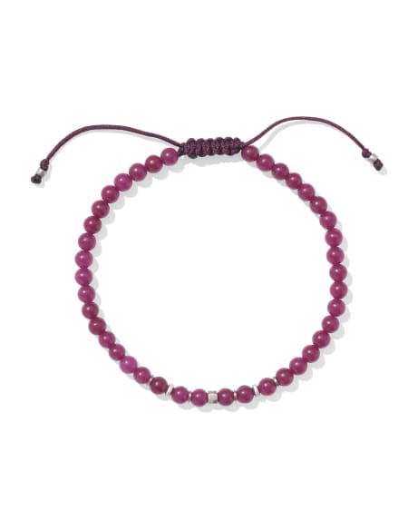 Otto Oxidized Sterling Silver Beaded Bracelet in Maroon Jade