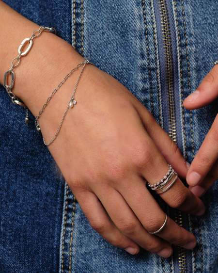 Eve Silver Multi Strand Bracelet in Freshwater Cultured Pearl