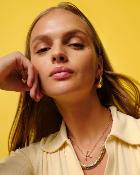 Pearl Gold Letter K Short Pendant Necklace in Freshwater Cultured Pearl